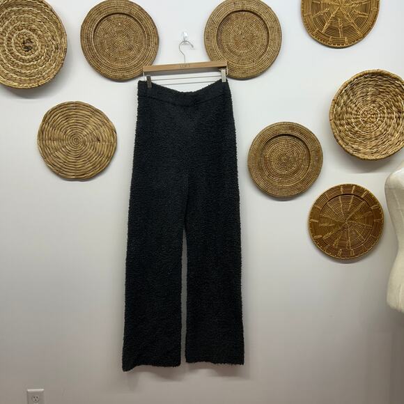 Aerie Gray Cozy Fuzzy Fleece Wide Straight Leg Sweats Pants XL Loungewear Warm - Picture 2 of 5